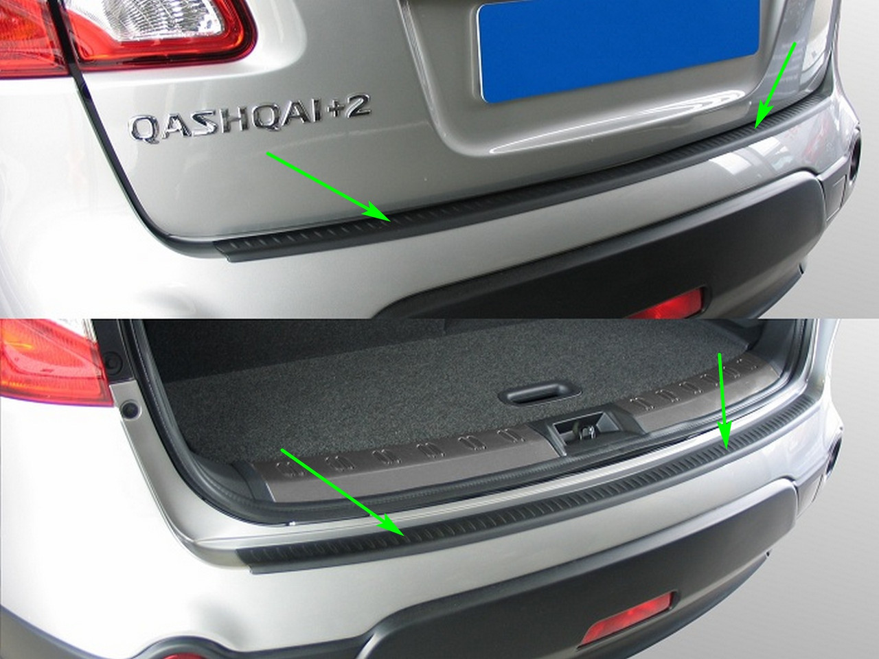 Пластикова захисна накладка на задній бампер для Nissan Qashqai+2 J10 2008-2013, фото 2