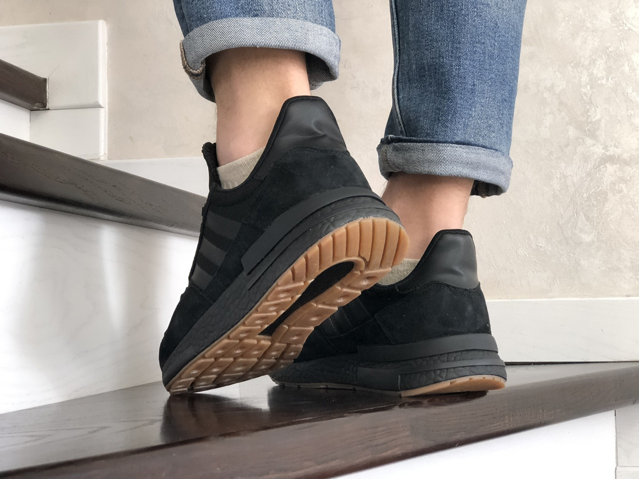 

Кроссовки демисезонные мужские в стиле Adidas Zx 500 Rm (сетка), черные 45, Черный