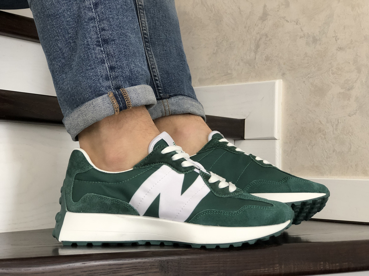 

Мужские летние кроссовки New Balance 327, зеленые, Темно коричневый