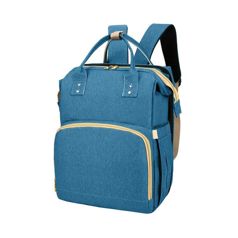 Сумка рюкзак Lesko 2 в 1 Blue для мам и складная кроватка для малыша портативная городская, Синий