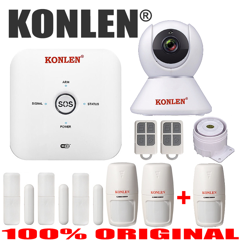 Сигнализация WiFi GSM KONLEN TUYA MAXI, полный комплект для дома и офиса + WiFi 1080p камера. Двойная защита!