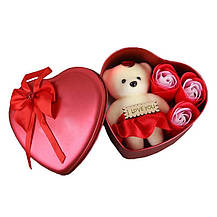 Подарункова шкатулочка з трояндою з мила (3 трояндочки) + Подарунок Кулон I Love you, фото 2