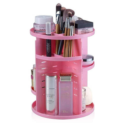 Органайзер для косметики 360° Rotation Cosmetic Box Розовый, фото 2