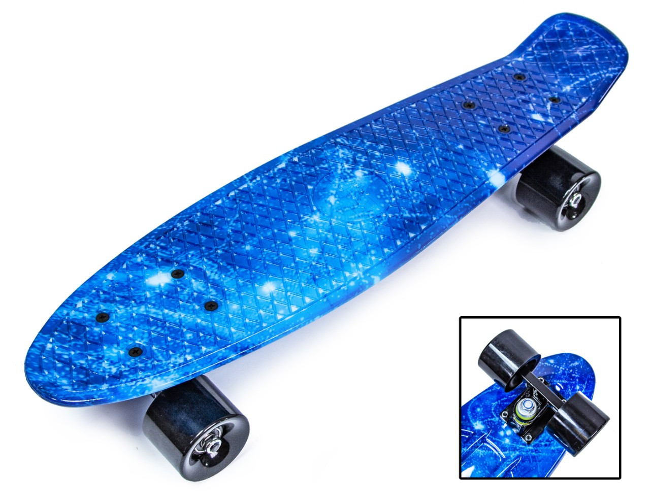 

Подростковый пенниборд (Pennyboard) с принтом и матовыми колесами "Space" Синий цвет