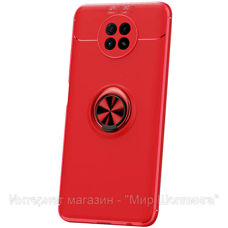

TPU чехол Deen ColorRing под магнитный держатель (opp) для Xiaomi Redmi Note 9 5G / Note 9T, Красный / красный