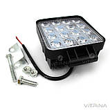 Светодиодная фара LED (ЛЕД) квадратная 48W, 16 ламп, широкий луч 10/30V 6000K | VTR, фото 3