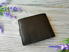 Портмоне чорне чоловіче на 8 відділів з тисненням "Орел" гаманець на кнопці з натуральної шкіри ручної роботи, фото 3