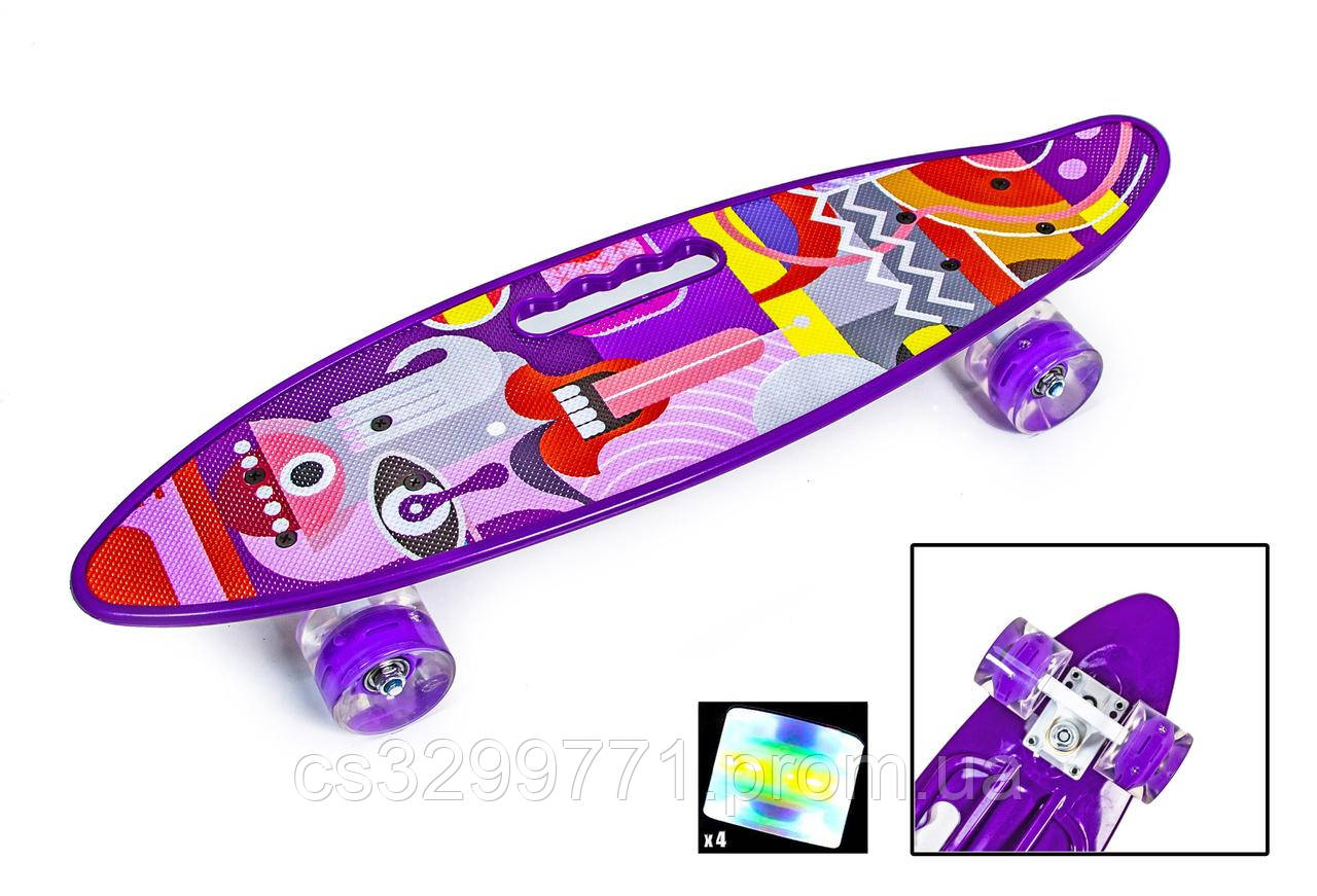 

Пенниборд с рисунком "Picasso" Penny Board 22 дюйма С Ручкой Светящиеся колеса