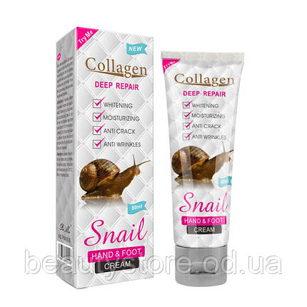 Увлажняющий крем для рук и ног с Улиточным муцином Collagen Snail Moisturizing Hydrating Hand&Foot Cream, 80мл, фото 2