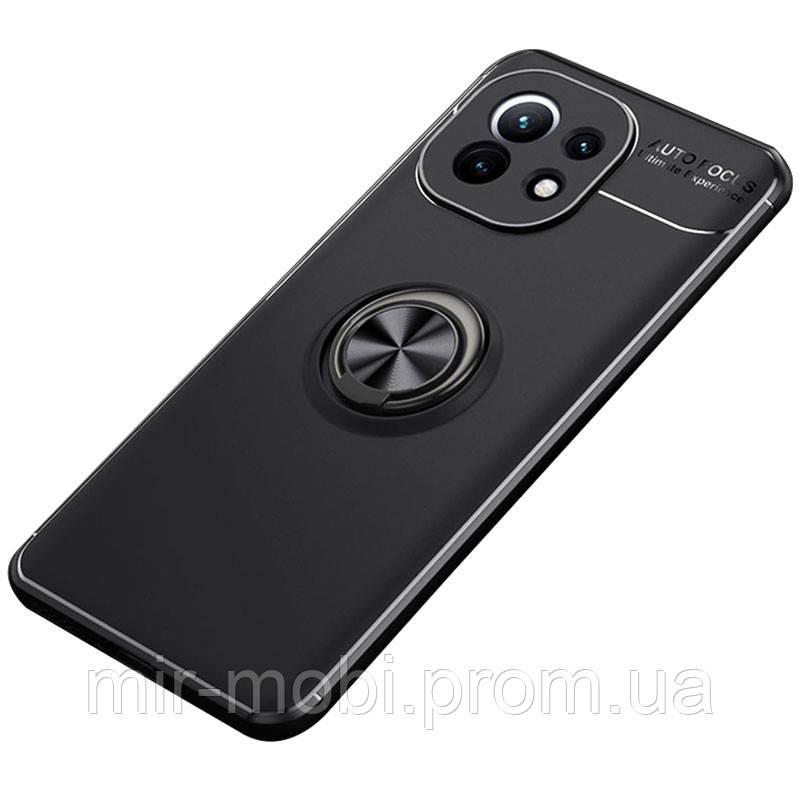 

TPU чехол Deen ColorRing под магнитный держатель (opp) для Xiaomi Mi 11, Черный / черный