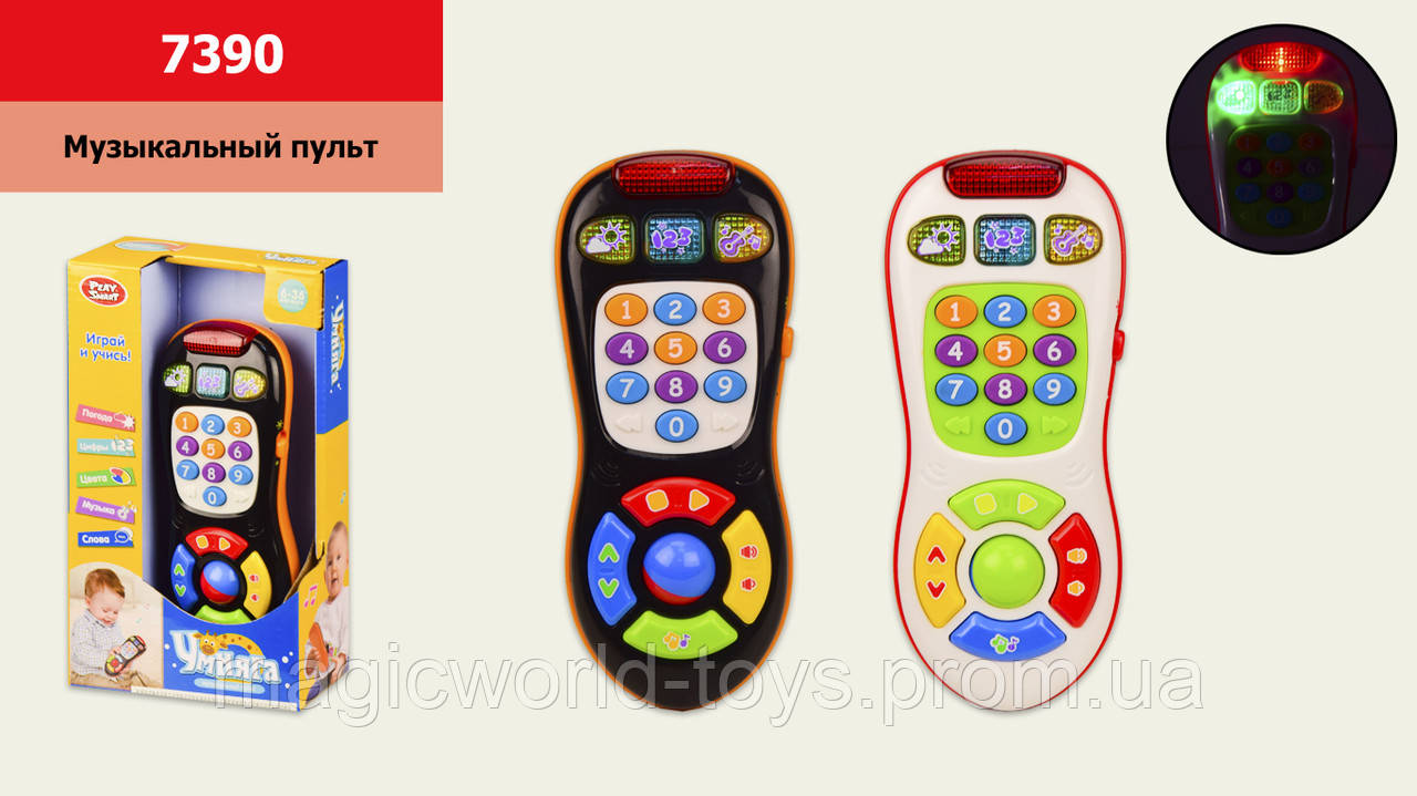 

Муз. разв. пульт "Умняга" Play Smart, муз(рус), свет, 2 цвета, бат., в кор. 21*12*5см (48шт)