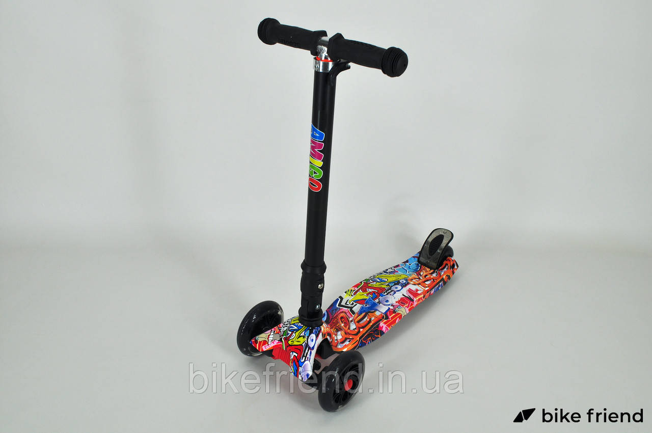 

Трехколесный самокат Ecoline Morris WT граффити, Разноцветный