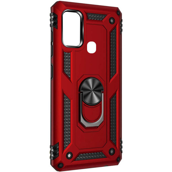 

Ударопрочный чехол Serge Ring магнитный держатель для Samsung Galaxy M31, Черный|darkblue|красный