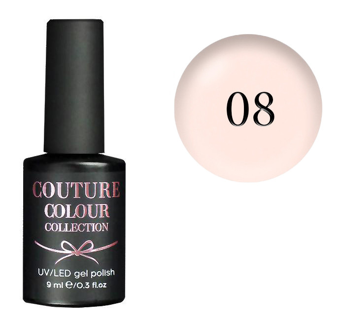 

Гель-лак для ногтей Couture Colour Soft Nude №08 Плотный молочно-розовый с перламутром 9 мл