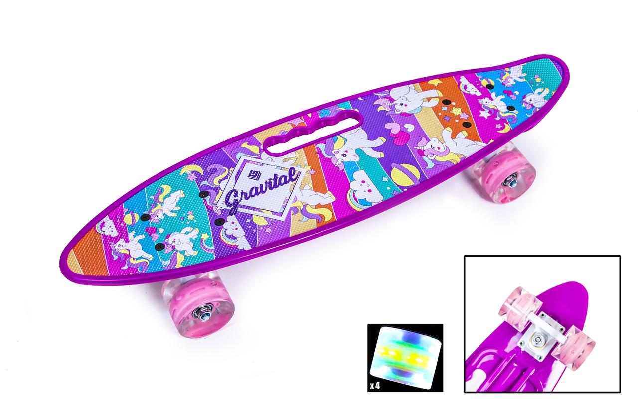 

Penny Board С Ручкой "Pony" Светящиеся колеса, Желтый