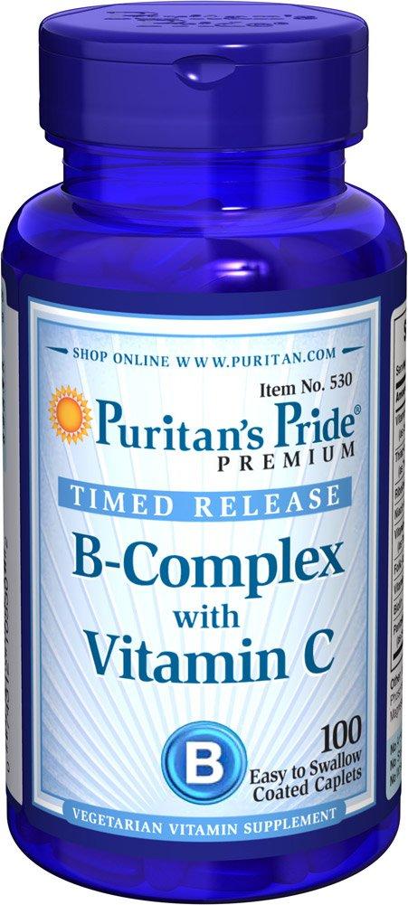 

Puritan's Pride B-Complex + Vitamin C Time Release 100 таб комплекс витаминов группы В с витамином С