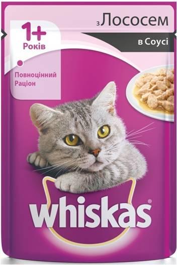 Whiskas (Віскас) пауч для кішок 1+ з лососем в соусі 100г*24шт.
