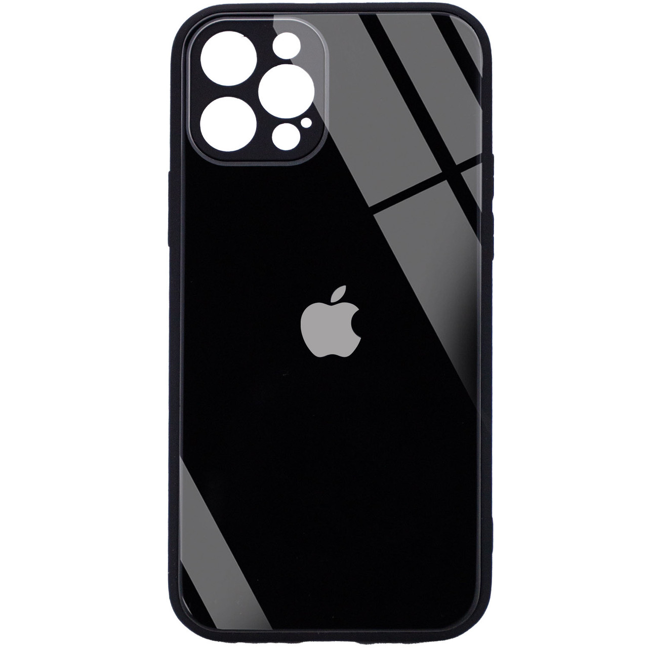 

TPU+Glass чехол GLOSSY Logo Full camera (opp) для Apple iPhone 12 Pro Max (6.7"), Черный