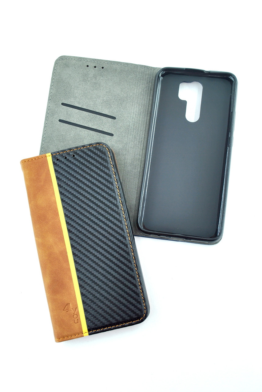 

Flip Cover for Huawei Y6P (2020) Carbon Light brown/black (4you)