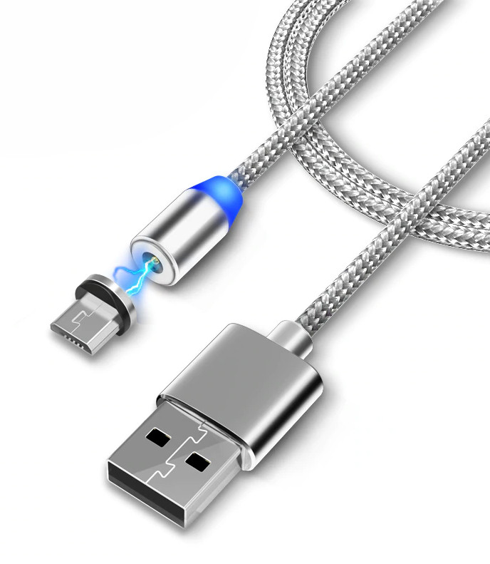 

Магнитный кабель micro USB для Android M3 Silver (4991), Серебристый