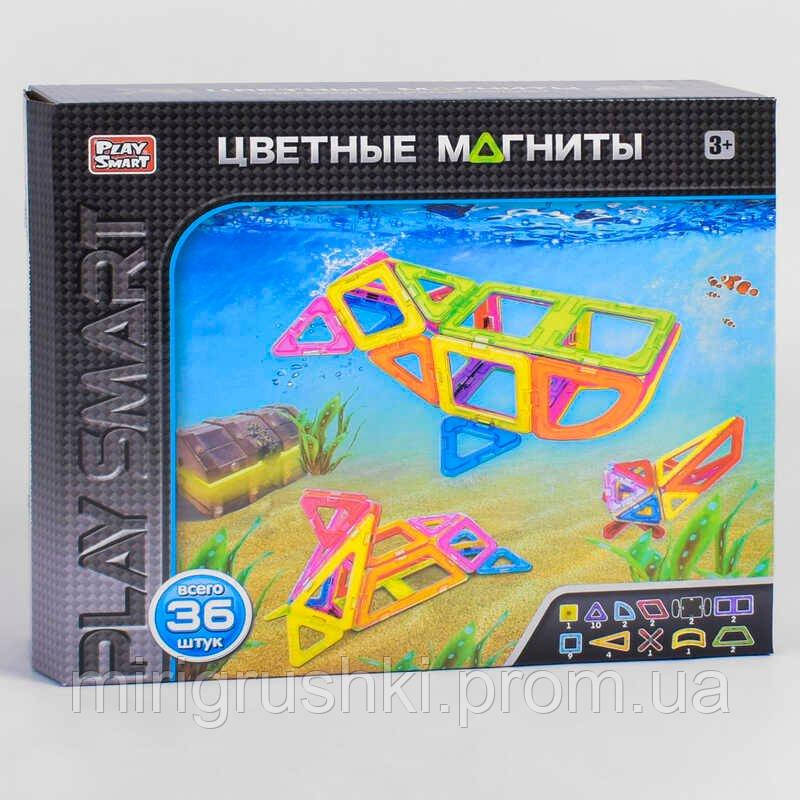 

Конструктор магнитный 2466 (24/2) 'Play Smart', 36 деталей, в коробке