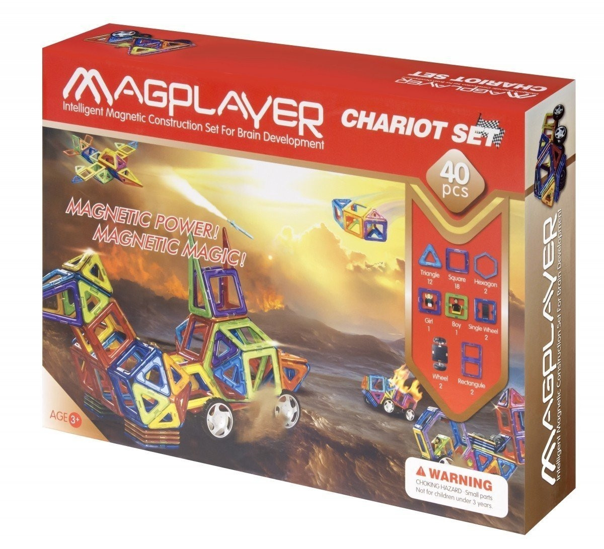 

Конструктор Magplayer магнитный набор 40 элементов MPB-40, КОД: 2435163