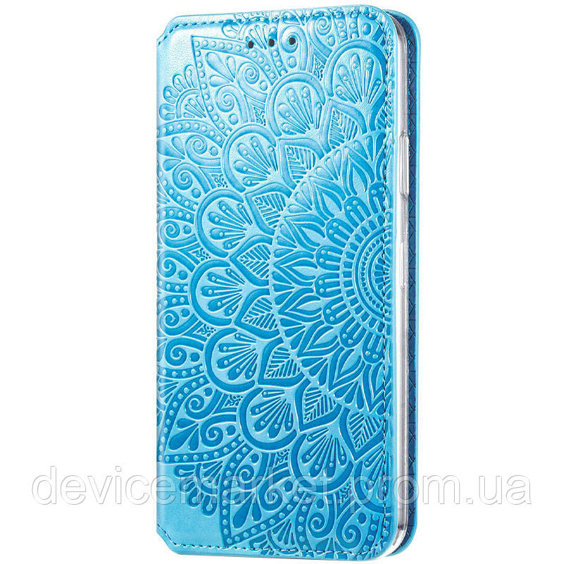 

Кожаный чехол книжка GETMAN Mandala для Xiaomi Redmi Note 10 Pro Синий