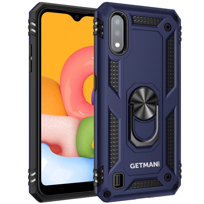 

Ударопрочный чехол GETMAN Serge Ring for Magnet для Samsung Galaxy A01, Темно-синий