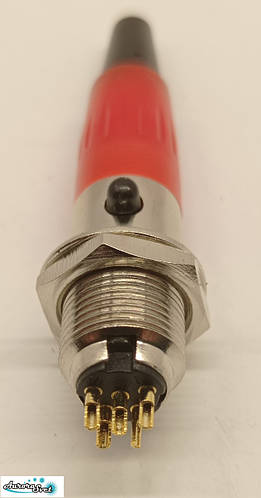Разъем Mini XLR аудио 5-контактный для микрофона красный комплект вилка розетка под пайку - фото 2