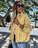 Куртка женская джинс котон . Размеры- 42-44,46-48,50-52,54-56 Цвета- горчица , хаки, светлый беж, фото 3