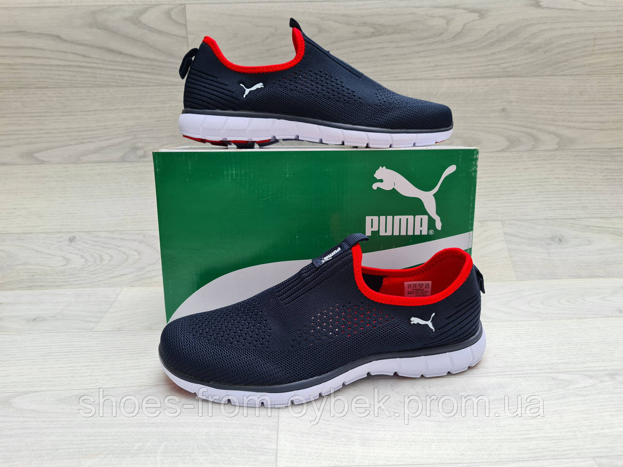 

Мужские кроссовки Puma синие сетка без шнурков для бега и повседневной ходьбы