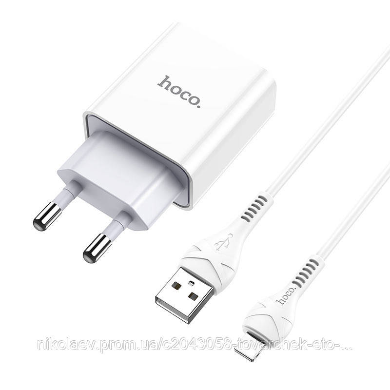 

СЗУ HOCO C81A (1USB/2.1A) + Ligthning, Белый