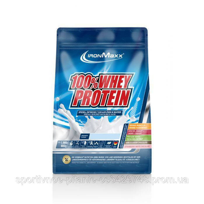 

Протеин Ironmaxx 100% Whey Protein, 900 грамм Клубника-белый шоколад