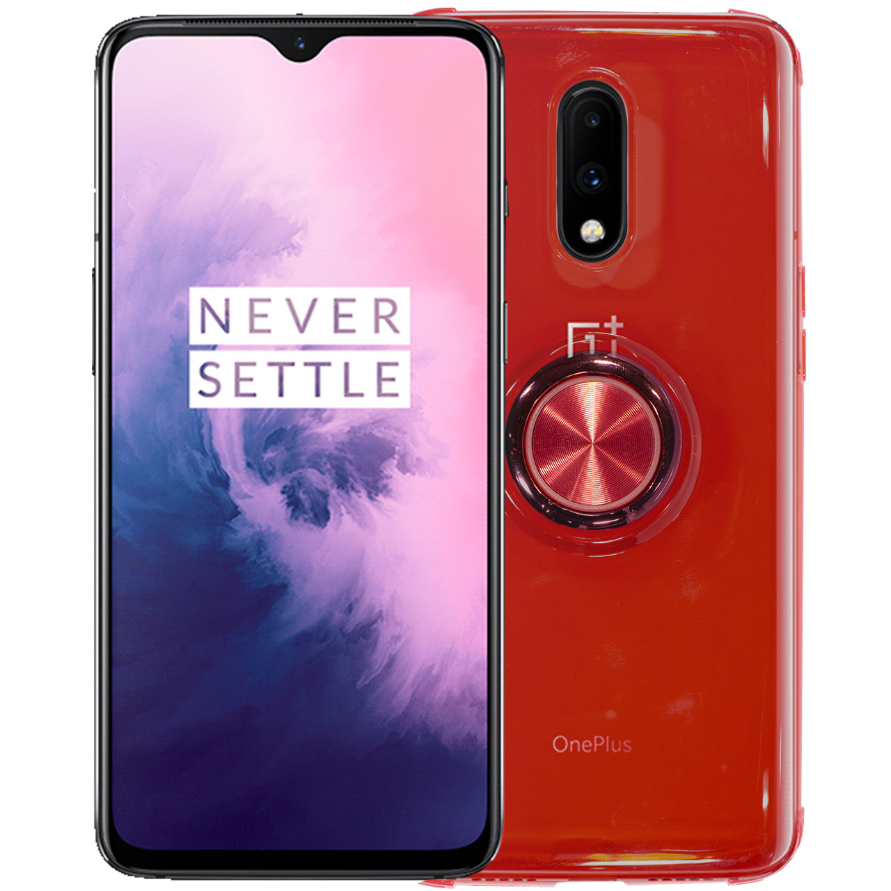 

✿Силиконовая накладка C-KU SM01 для смартфона OnePlus 7 Red магнитный держатель подставка прозрачный чехол, Красный