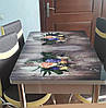 Раскладной обеденный кухонный комплект стол и стулья с 3D рисунком "Два букета" ДСП стекло 70*110 Лотос-М 3д