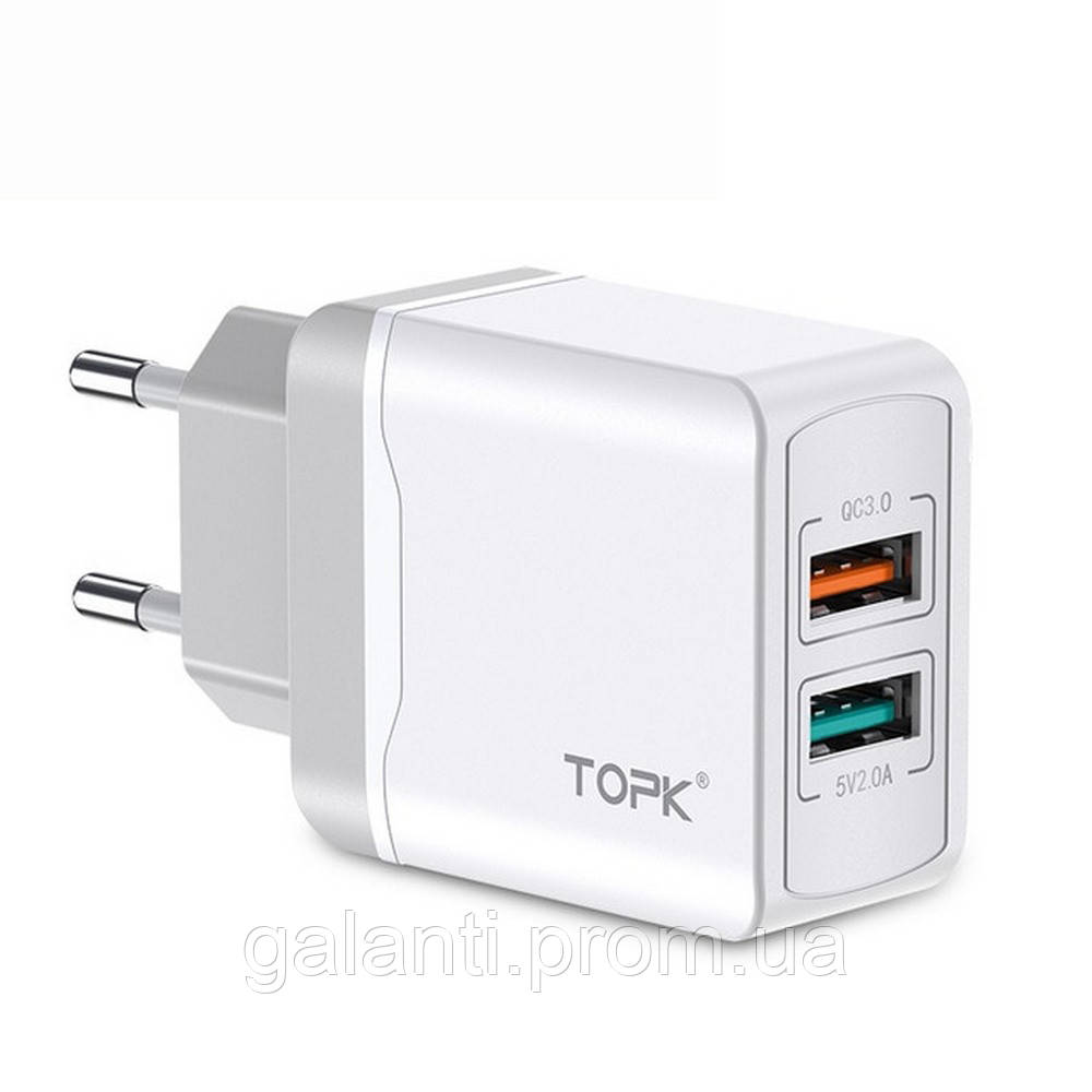 

Сетевое зарядное устройство Topk Qualcomm Quick Charge 3.0 28W 2xUSB White TK244-WT, КОД: 1720981