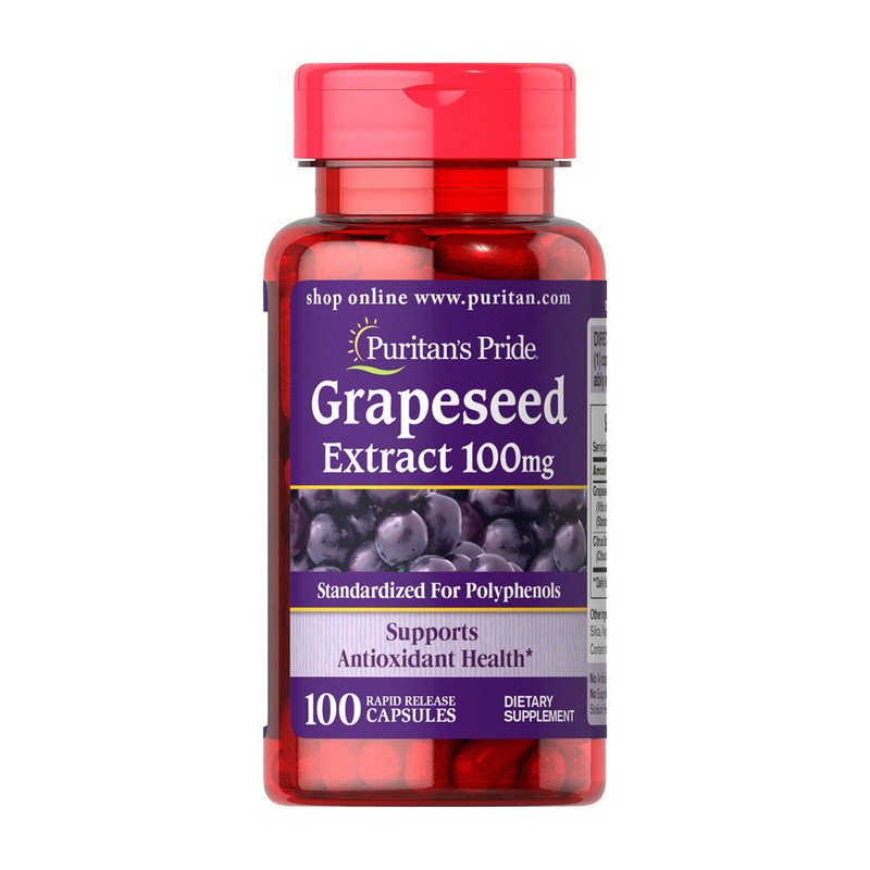 

Экстракт виноградных косточек Puritan's Pride Grapeseed Extract 100 mg 100 капсул