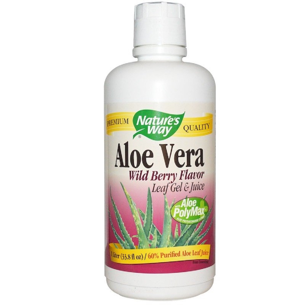 

Алоэ вера, гель и сок, вкус лесной ягоды, Aloe Vera Leaf Gel & Juice, Wild Berry Flavor, Nature's Way, 1000 мл