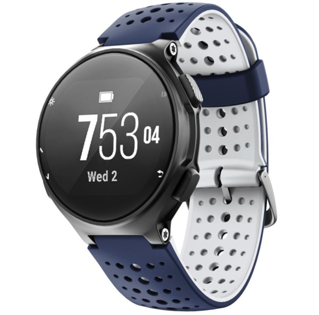 

Ремешок силиконовый для Garmin Forerunner 220/230/235/620/630/735 Сине-Белый
