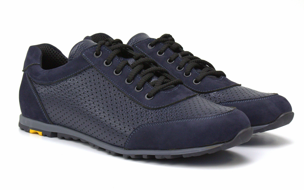 Летние кроссовки кожаные синие кеды повседневные обувь с перфорацией Rosso Avangard Ada Sport Blu Perf