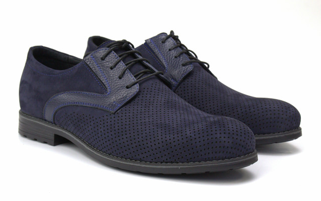 Летние туфли нубук синие с резинкой мужская обувь больших размеров Rosso Avangard Derby RezBlu Nub Perf BS