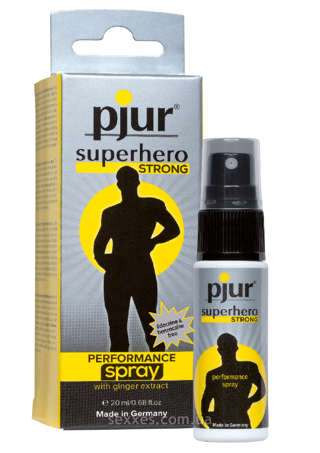 

Пролонгирующий спрей pjur Superhero Strong Spray 20 ml, с экстрактом имбиря, впитывается в кожу