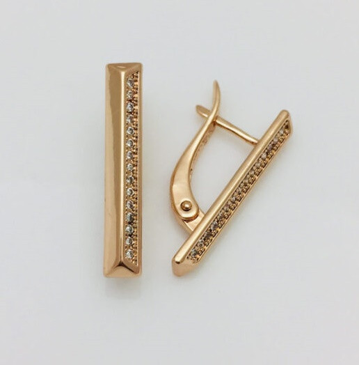 Сережки жіночі Fallon Jewelry, мед золото, 82202635-01 висота 24 мм ширина 4 мм, позолота