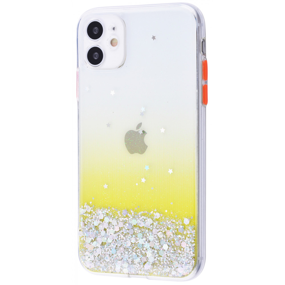 

Чехол накладка iPhone 11 Confetti Glitter Case (PC+TPU) 3,4 yellow