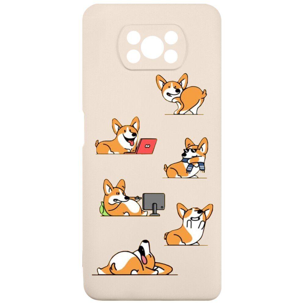 

Чехол с рисунком и микрофиброй для Xiaomi Poco X3 Pink Sand Corgi #5