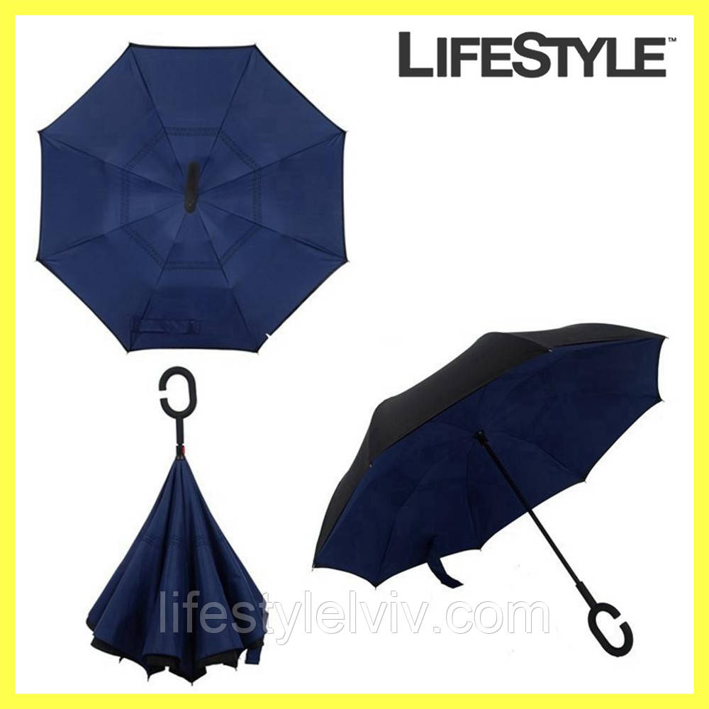 

Зонт наоборот Umbrella / Зонт от дождя / Зонтик (Цвет-темно-синий)