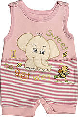 Літній пісочник на дівчинку ріст 62 2-3 міс для новонароджених малюків ромпер дитячий трикотаж літо рожевий