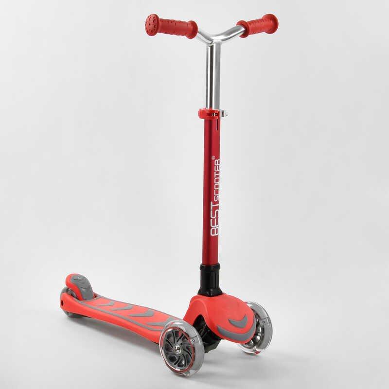 

Самокат трехколесный Y-00325 (4) Best Scooter, КРАСНЫЙ, складной алюминиевый руль, 4 колеса PU со светом, d=12