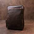 Оригинальная сумка с накладным карманом на молнии в матовой коже 11280 SHVIGEL, Коричневая, фото 2
