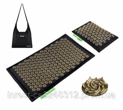 

Коврик акупунктурный с подушкой 4FIZJO Eco Mat Аппликатор Кузнецова 68 x 42 см Black/Gold SKL41-277738, Разные цвета